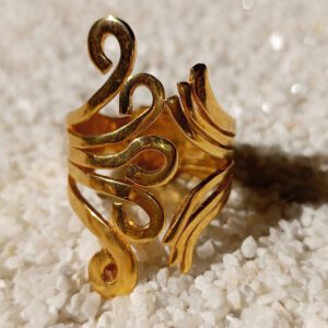 Dance of Lines and Circles Ring in Gold Plating